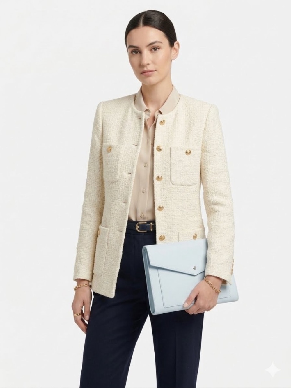Glass Ladder Co Megan Portfolio Clutch Cloud Gray Vegan Leather